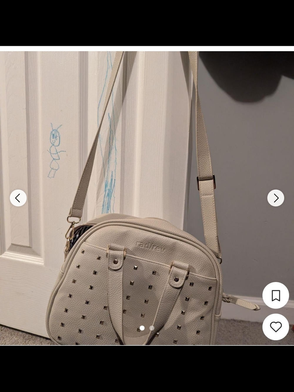 Studded Cream Crossbody Bag with Dual Carry - Unbranded